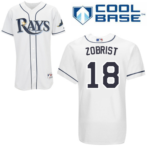 Ben Zobrist #18 MLB Jersey-Tampa Bay Rays Men's Authentic Home White Cool Base Baseball Jersey